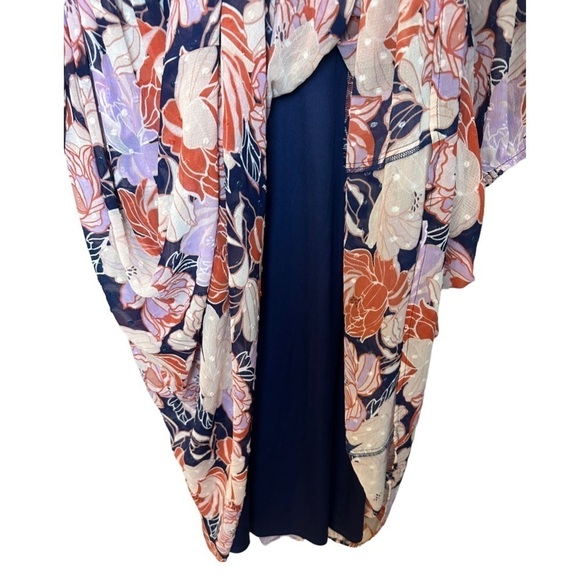 Torrid NAVY FLORAL SWISS DOT BUTTON DOWN TEA LENGTH DRESS 0/12 - Picture 5 of 9